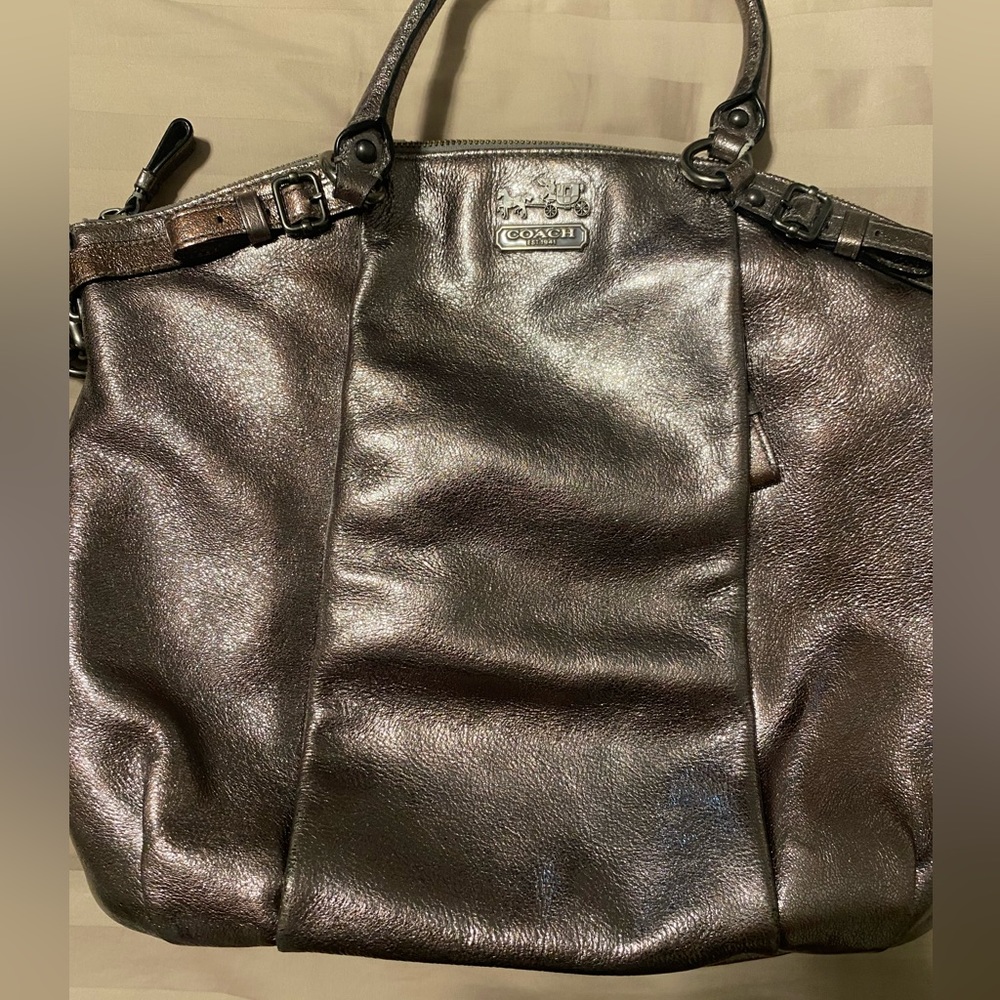 Coach metallic purse with crossbody strap